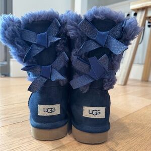 UGG Kids' Navy Furry Boots with Bows